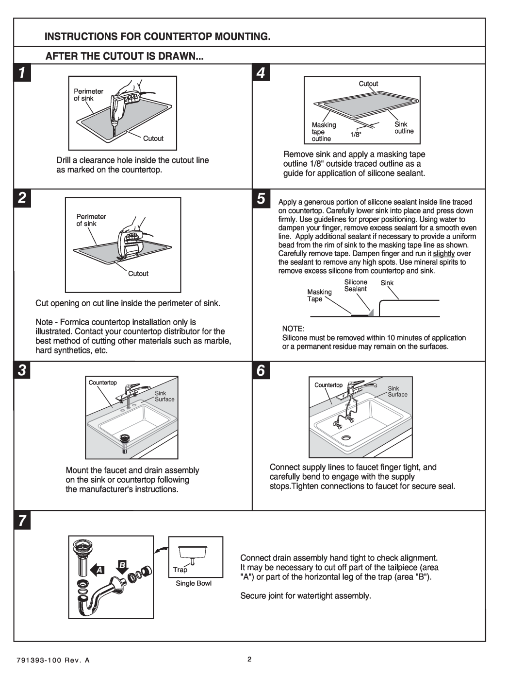 American Standard SERIES 7193 installation instructions Instructions For Countertop Mounting, After The Cutout Is Drawn 