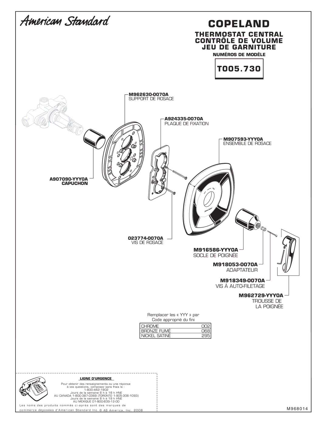 American Standard T005.730 Support DE Rosace, Plaque DE Fixation, Ensemble DE Rosace, VIS DE Rosace 