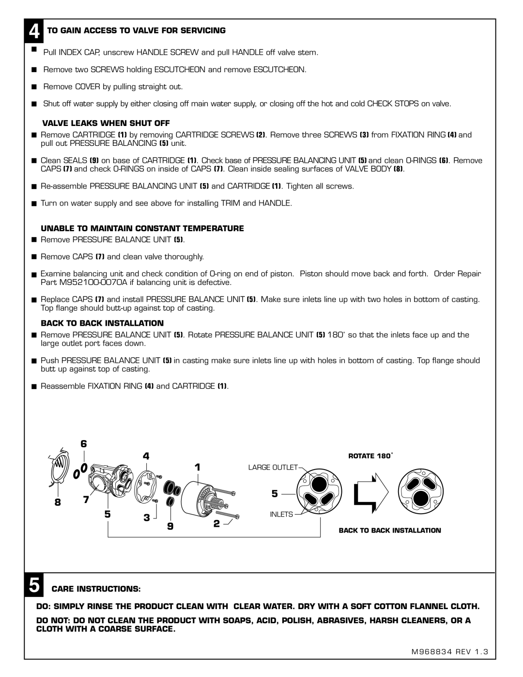 American Standard T028.50X To Gain Access to Valve for Servicing, Valve Leaks When Shut OFF, Back to Back Installation 