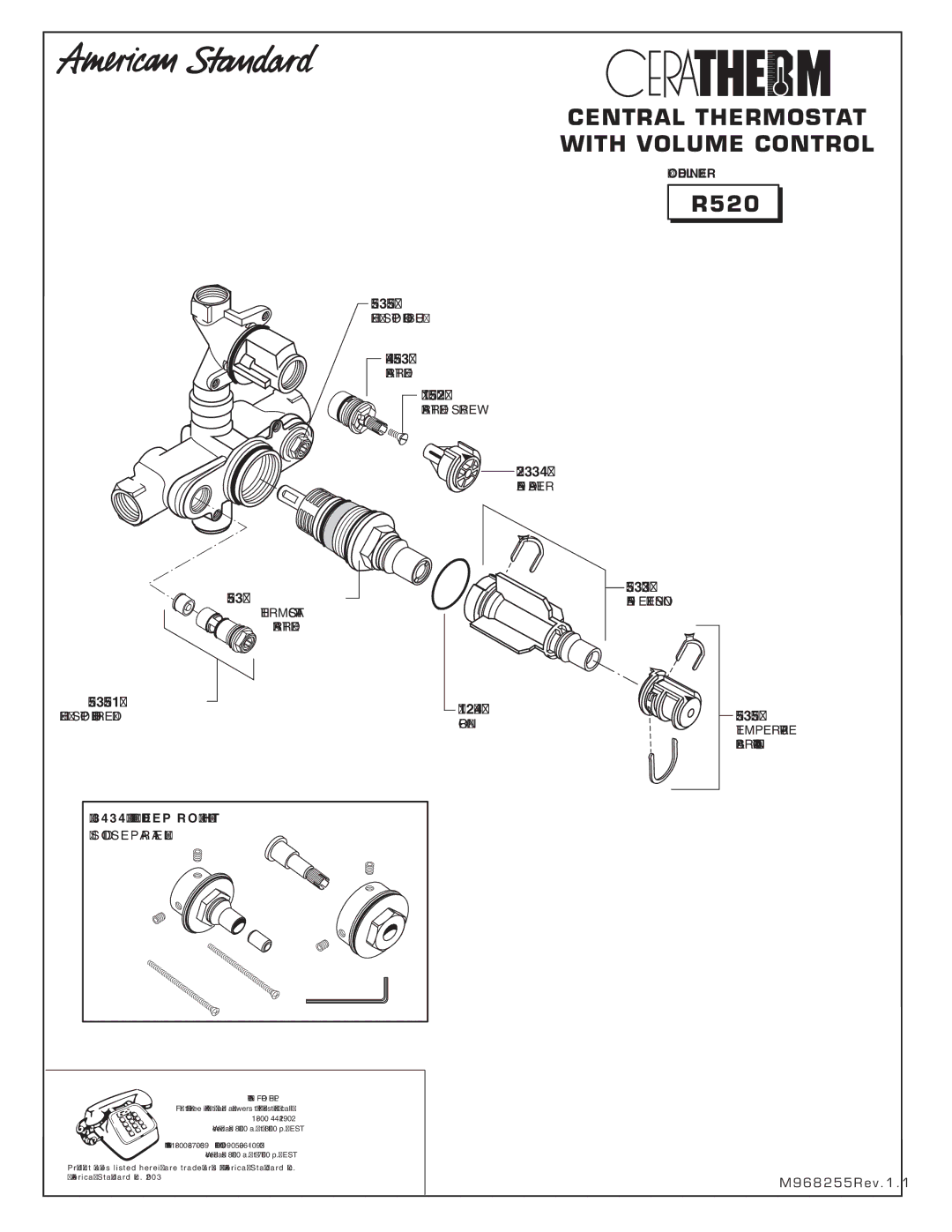 American Standard T050.210 installation instructions 963434-YYY0A Deep Rough KIT 