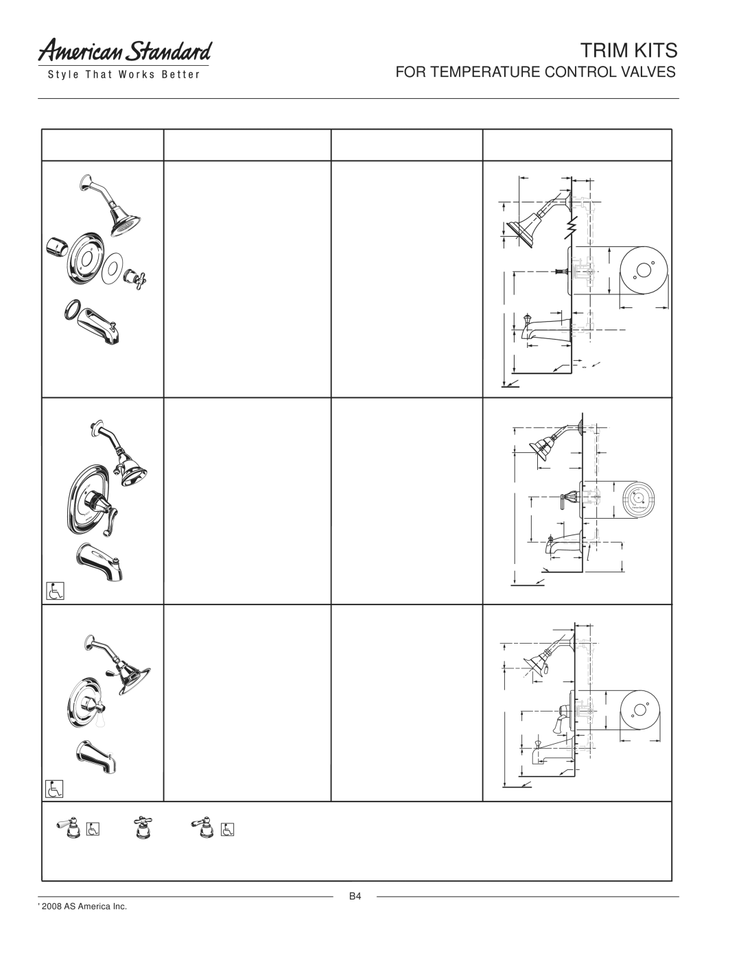 American Standard T064.502, T064.500, T064.501 dimensions Hampton 