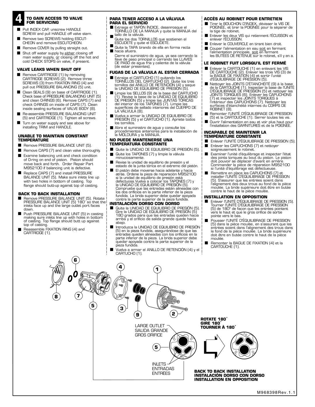 American Standard T372 Series, T375 Series, T371 Series dimensions Rotate 180˚ 