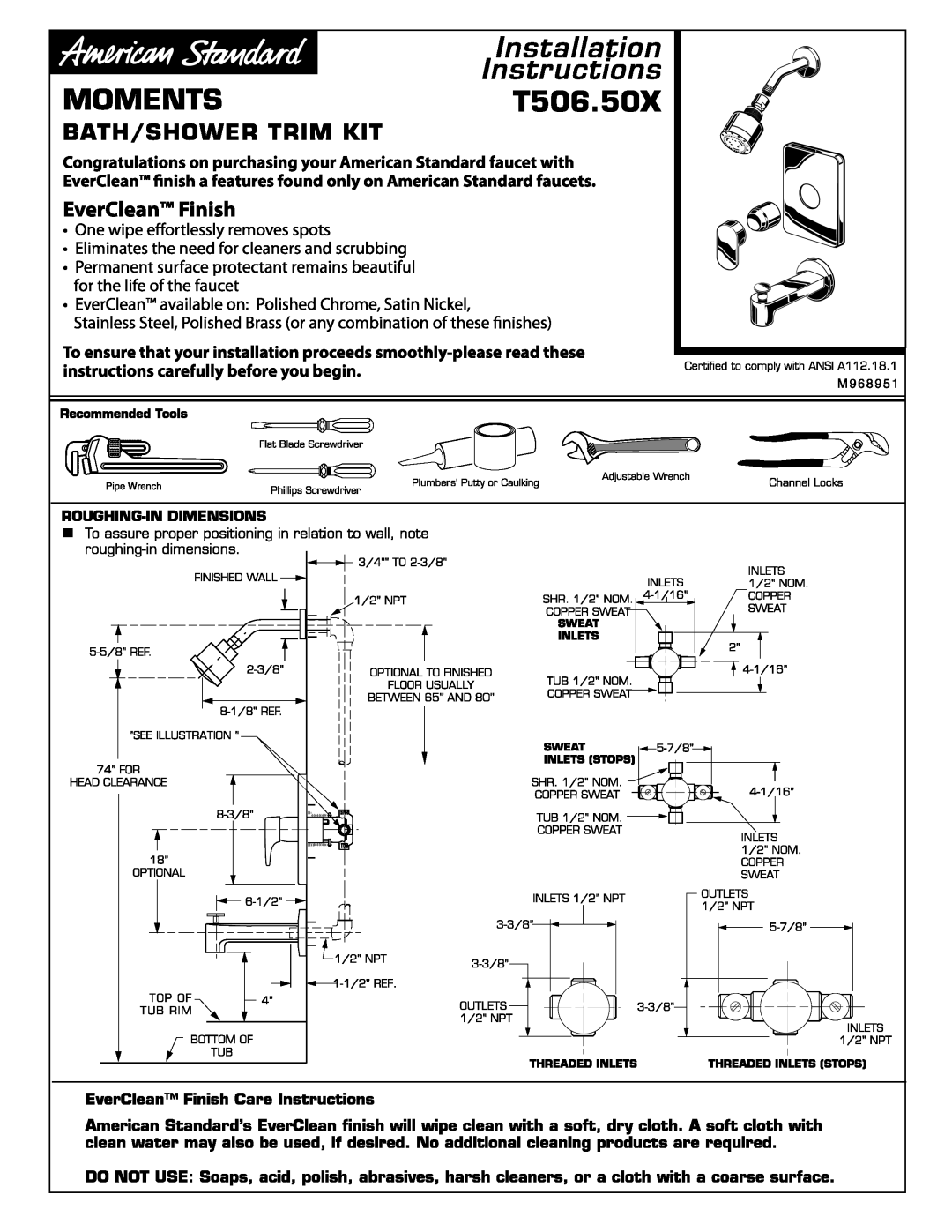 American Standard T50.50X manual 