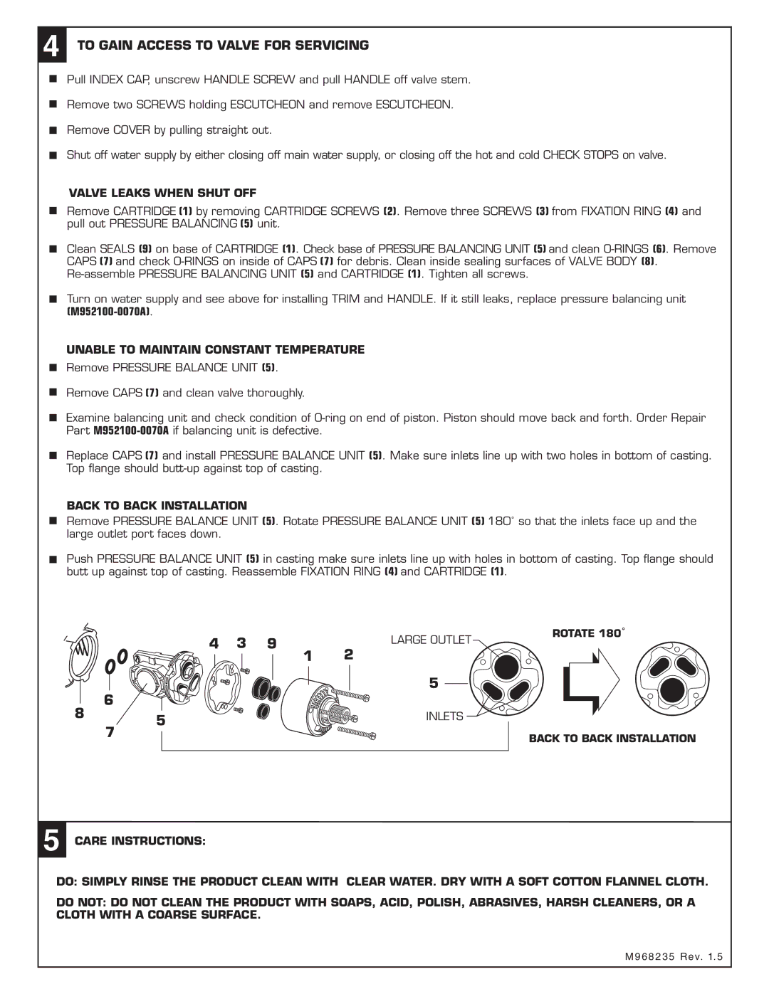 American Standard T555.502, T555.501, T555.500 installation instructions To Gain Access to Valve for Servicing 