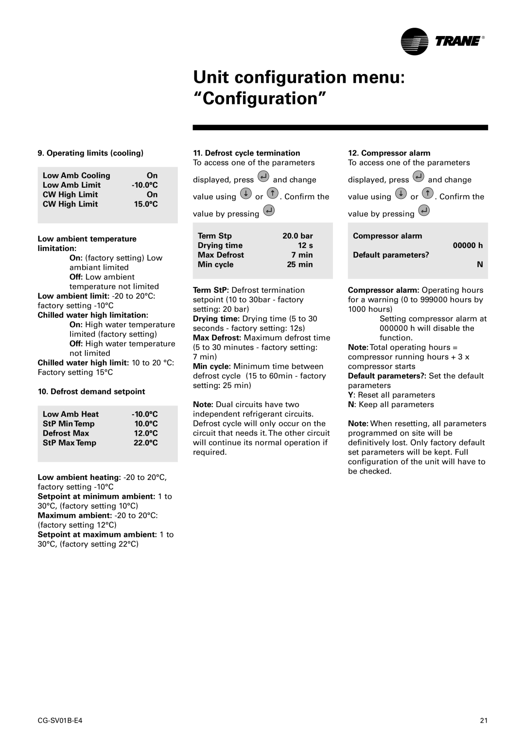 American Standard TRACER CH532 manual Unit configuration menu “Configuration” 