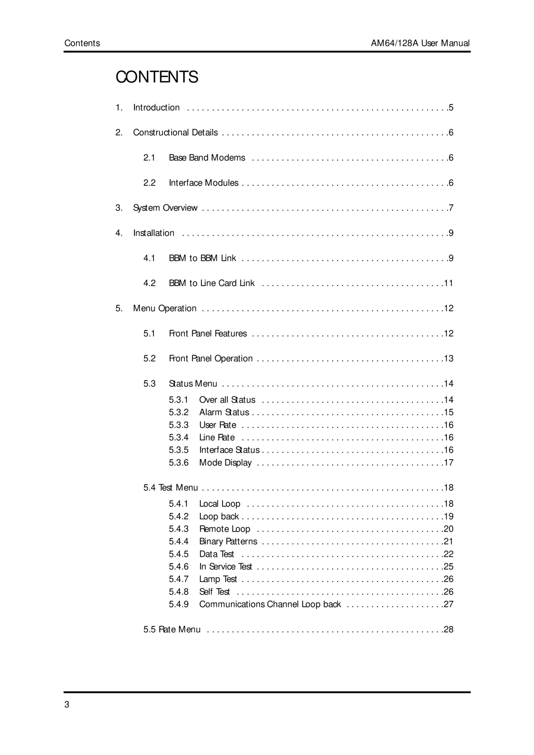 American Telecom AM64/128A manual Contents 