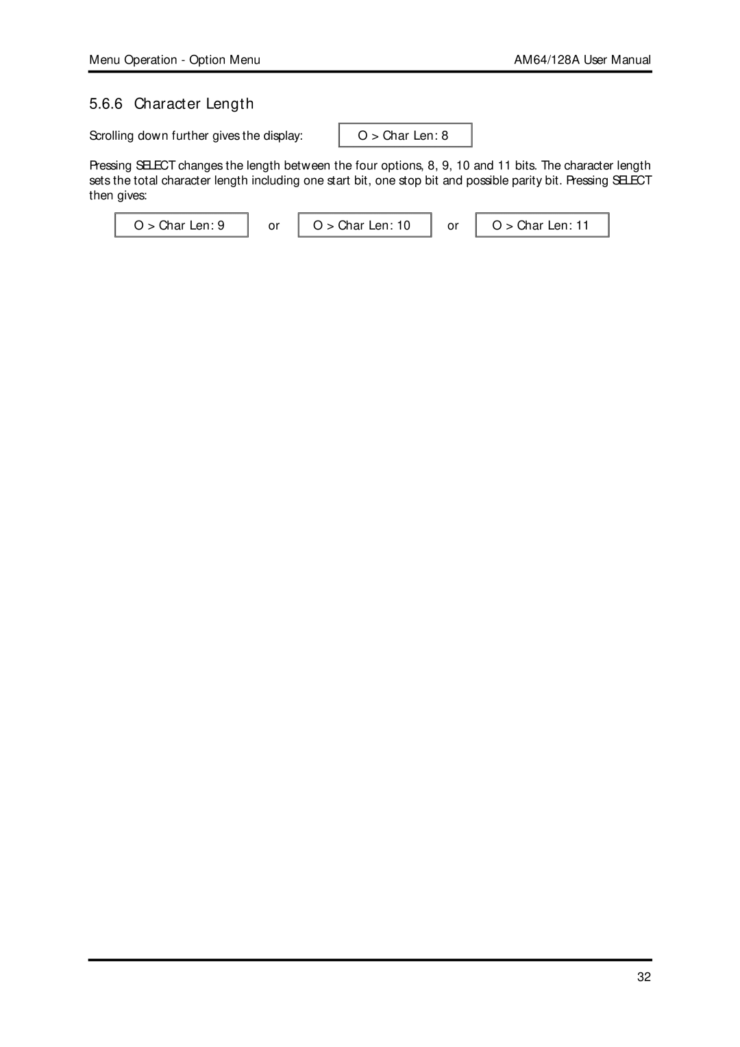 American Telecom AM64/128A manual Character Length, Char Len 