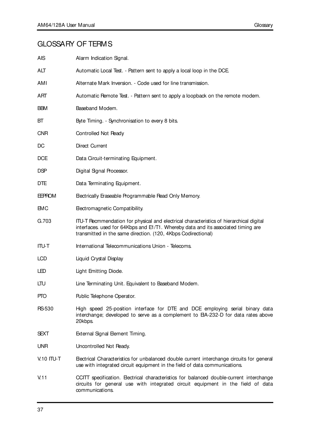 American Telecom AM64/128A manual Glossary of Terms 