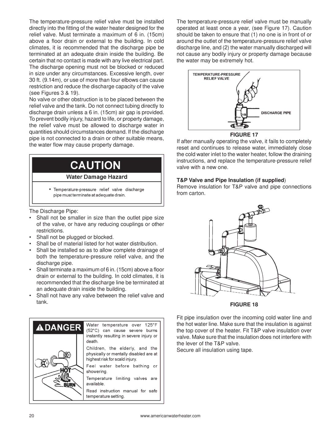 American Water Heater 316888-004 warranty Valve and Pipe Insulation if supplied 