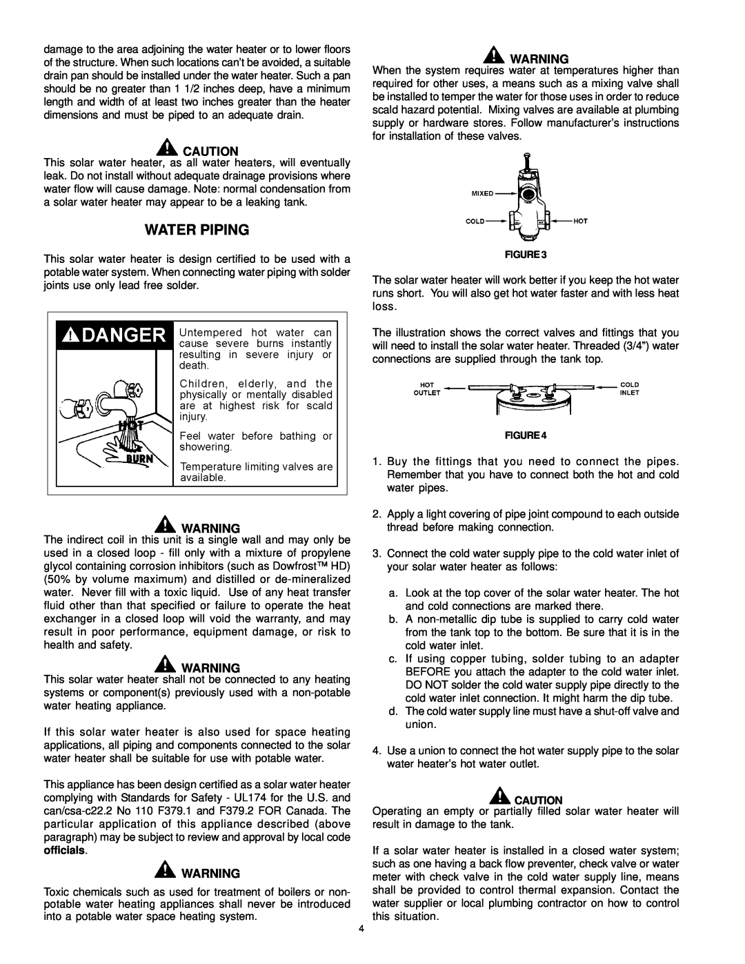 American Water Heater 317365-002 instruction manual Water Piping 
