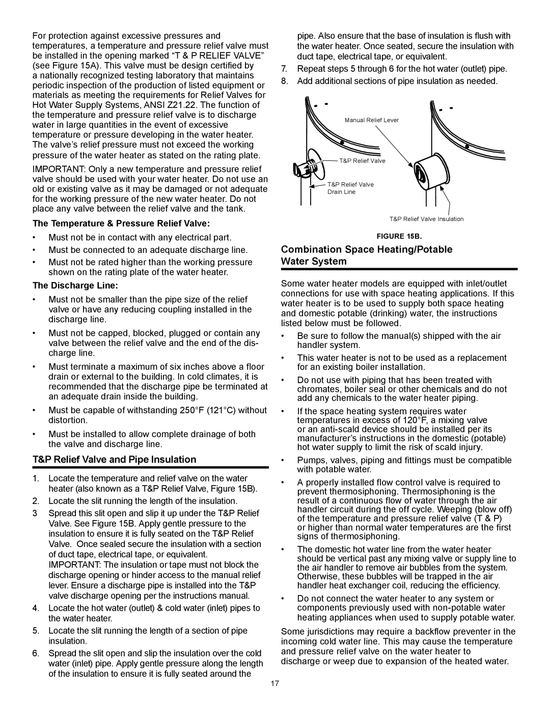 American Water Heater 317994-002 Relief Valve and Pipe Insulation, Combination Space Heating/Potable Water System 