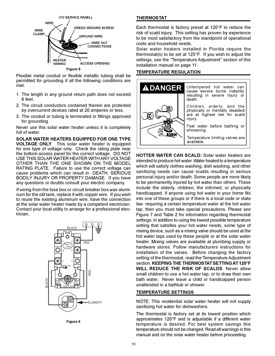 American Water Heater 318281-000 Thermostat, Temperature Regulation, Hotter Water can Scald Solar water heaters are 