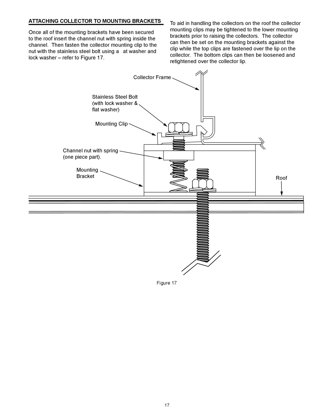 American Water Heater 318281-000 instruction manual Attaching Collector to Mounting Brackets 