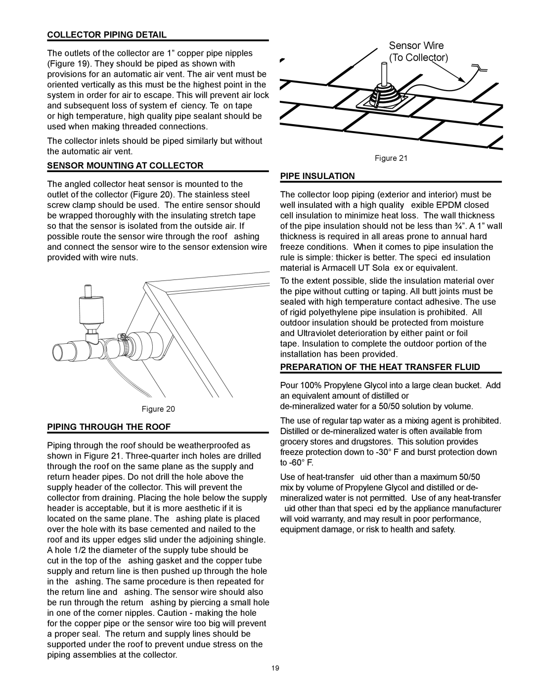 American Water Heater 318281-000 instruction manual Collector Piping Detail, Sensor Mounting AT Collector, Pipe Insulation 