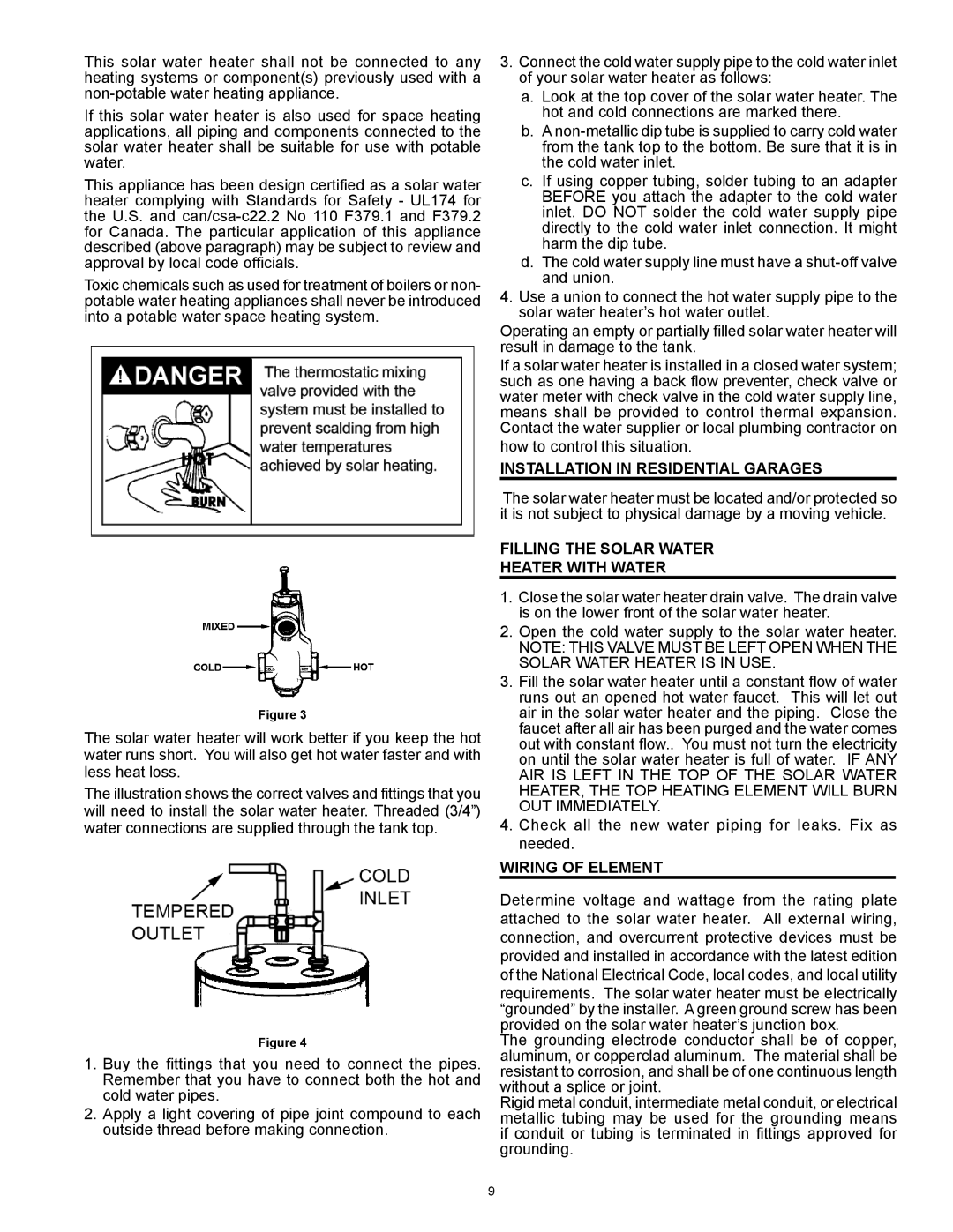 American Water Heater 318281-000 Installation in Residential Garages, Filling the Solar Water Heater with Water 