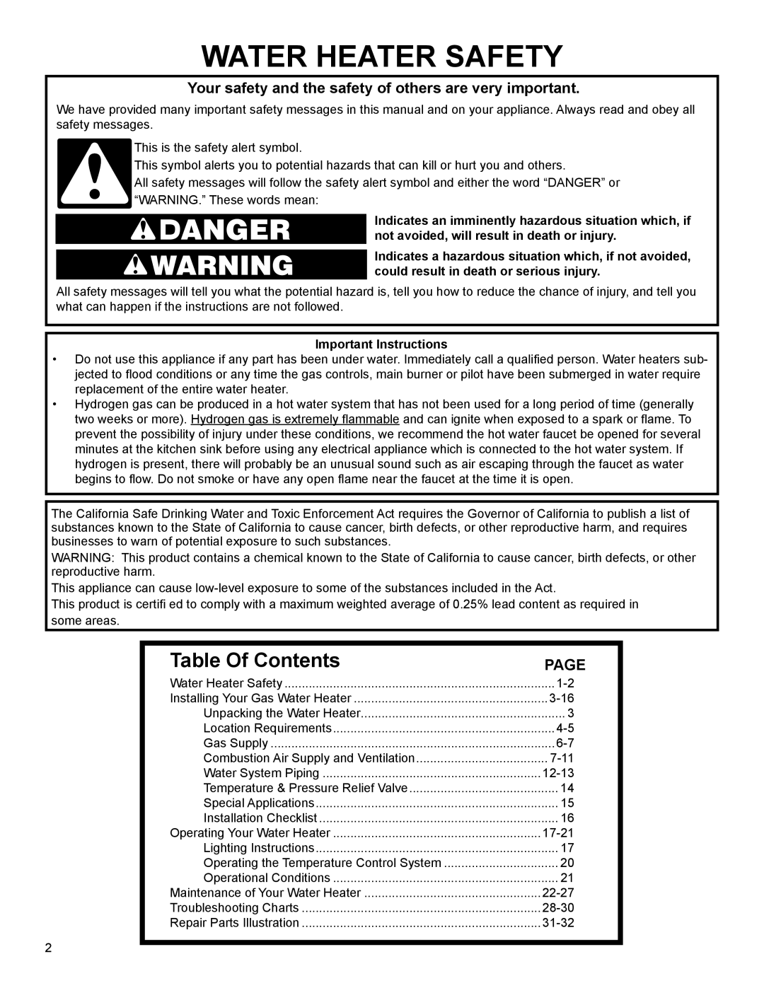 American Water Heater 318935-003 installation instructions Water Heater Safety 