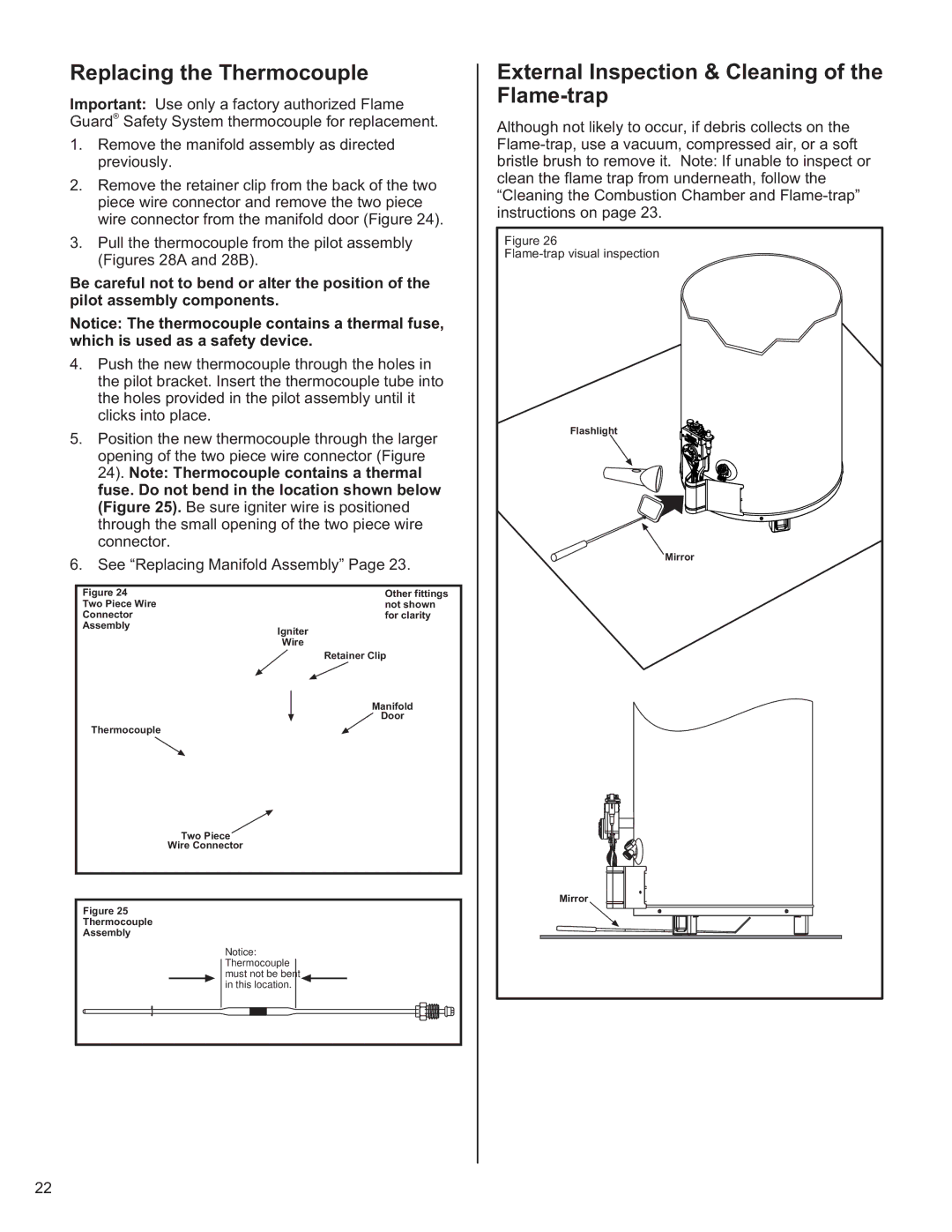 American Water Heater 6510319 Replacing the Thermocouple, External Inspection & Cleaning of the Flame-trap 