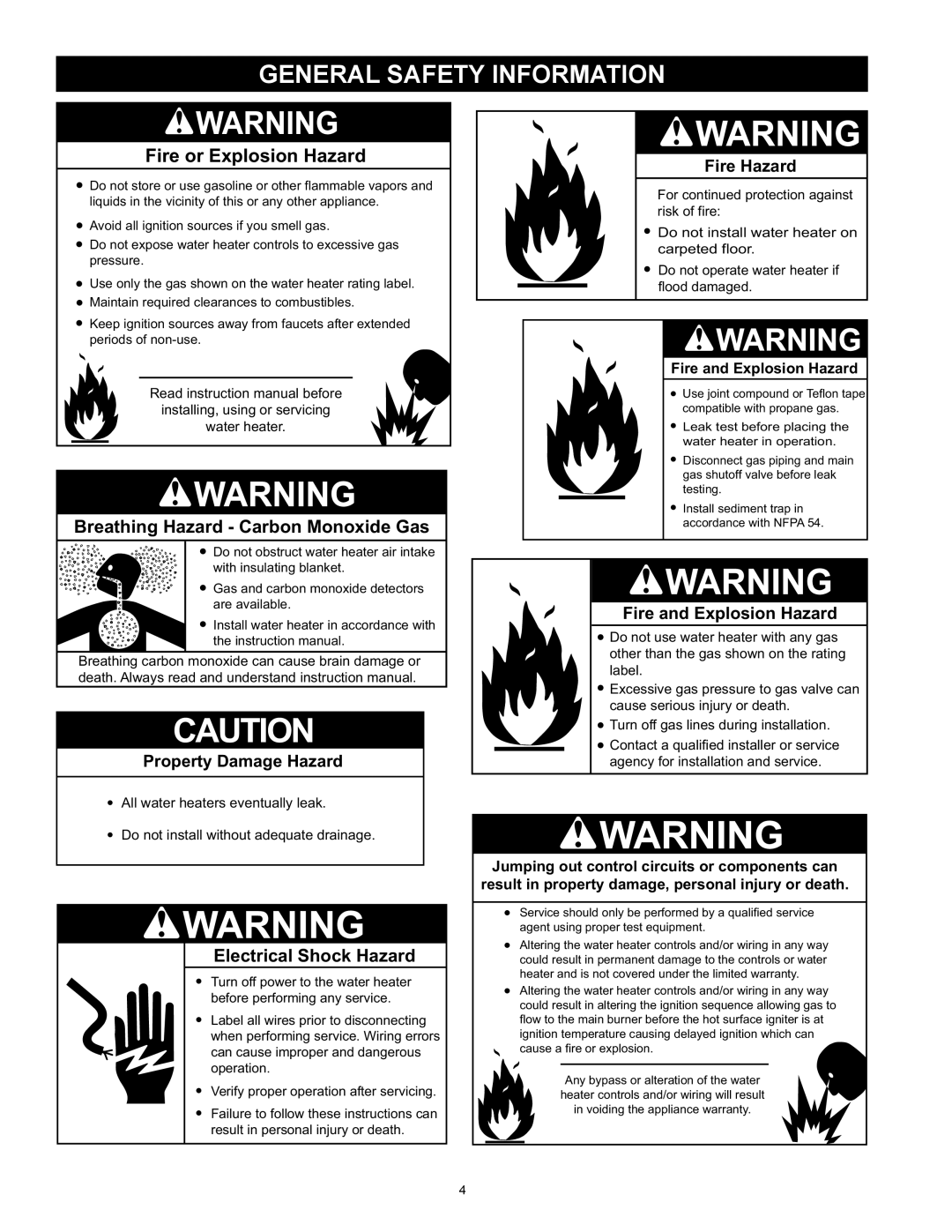 American Water Heater (A)BCG3 85T500-8P, (A)BCG3 85T500-8N General Safety Information, Fire and Explosion Hazard 