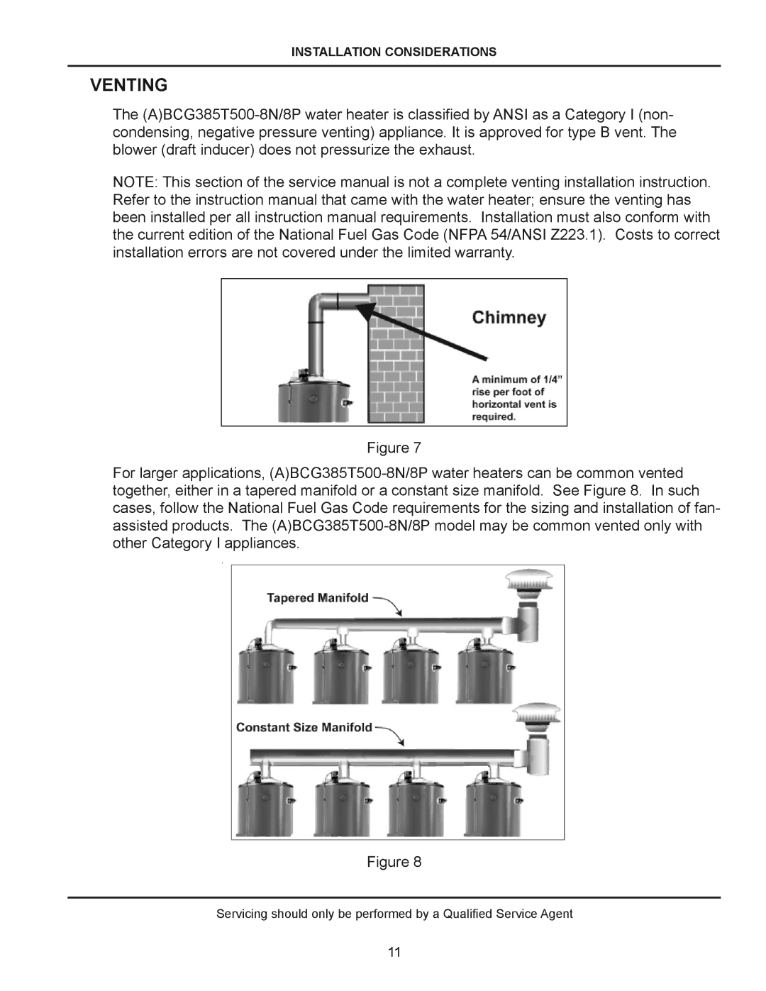 American Water Heater (A)BCG385T500-8N, (A)BCG38T500-8P manual Venting 