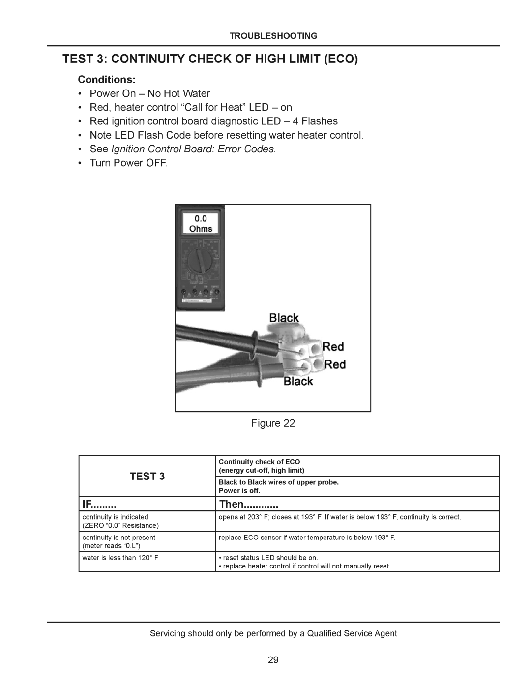 American Water Heater (A)BCG385T500-8N, (A)BCG38T500-8P manual Test 3 Continuity Check of High Limit ECO 