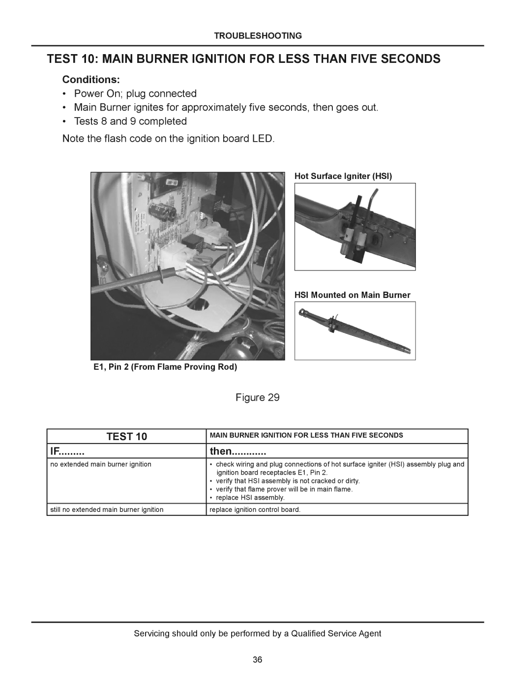 American Water Heater (A)BCG38T500-8P, (A)BCG385T500-8N manual Test 10 Main Burner Ignition for Less than Five Seconds 