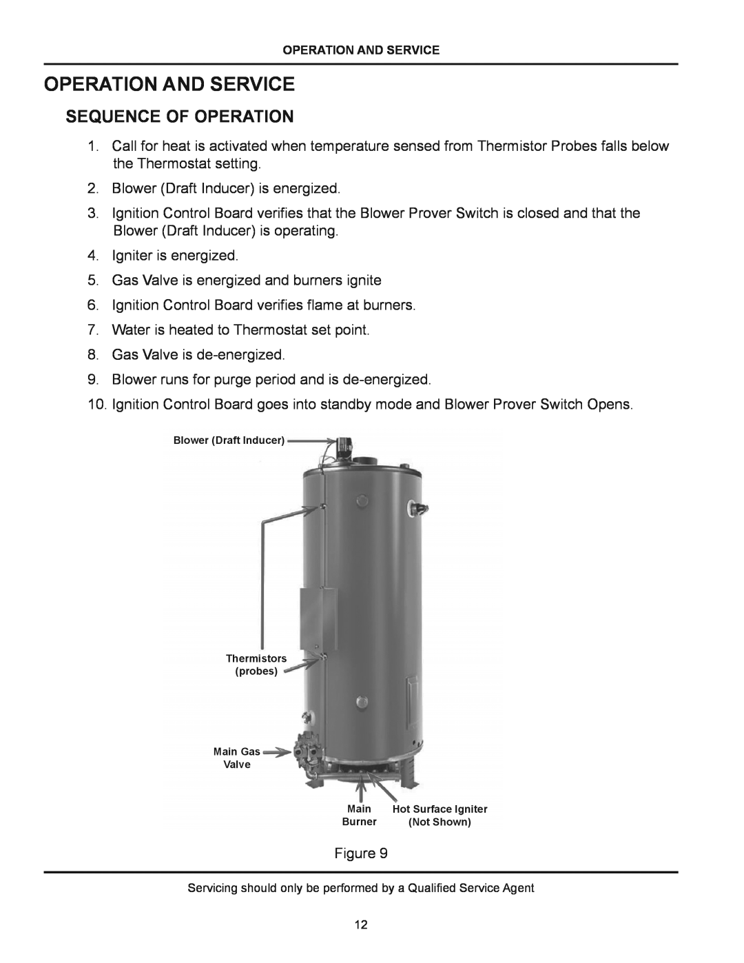 American Water Heater (A)BCG38T500-8P, (A)BCG385T500-8N manual Operation And Service, Sequence Of Operation 
