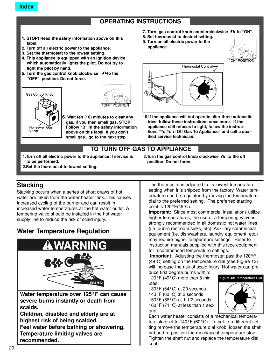 American Water Heater ADCG, DCG3-Series, 71681 warranty Stacking, Water Temperature Regulation 