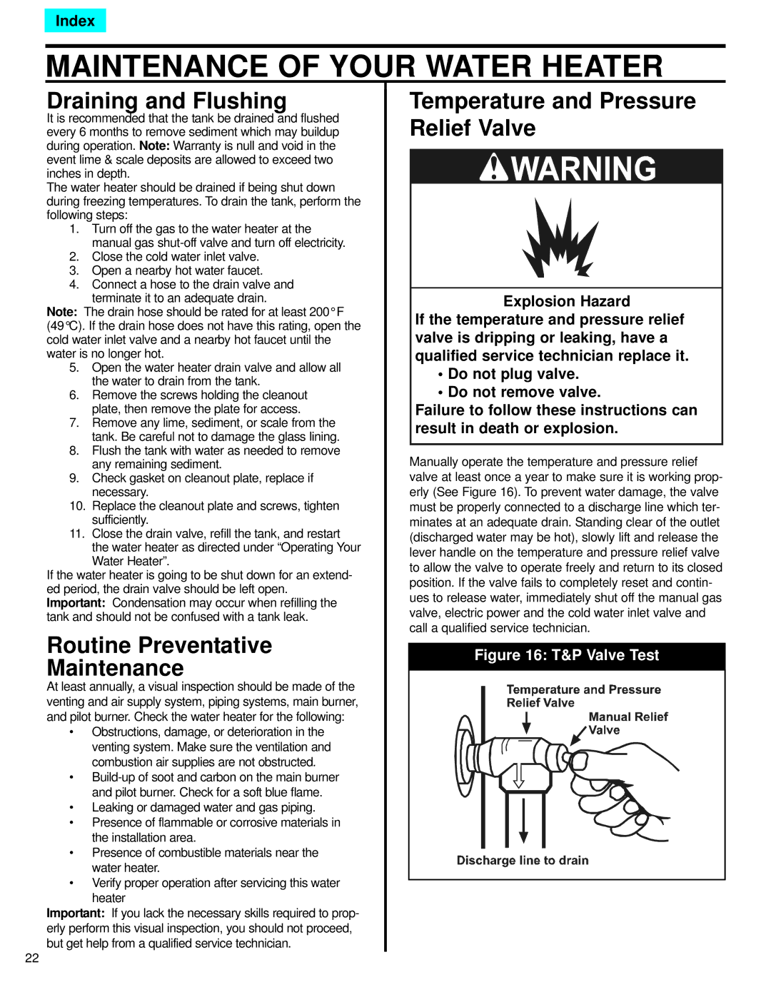 American Water Heater DCG3-Series, ADCG, 71681 warranty Maintenance of Your Water Heater, Draining and Flushing 