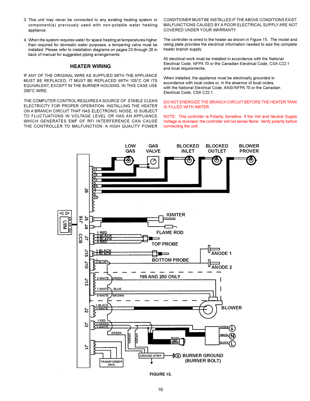 American Water Heater AHCG3/HCG360T120, AHCG3/HCG3100T250 warranty Heater Wiring 