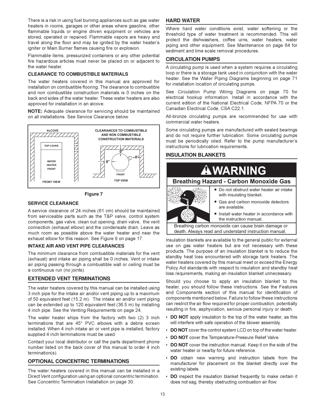 American Water Heater Commercial Gas Water Heaters Extended Vent Terminations, Optional Concentric Terminations 