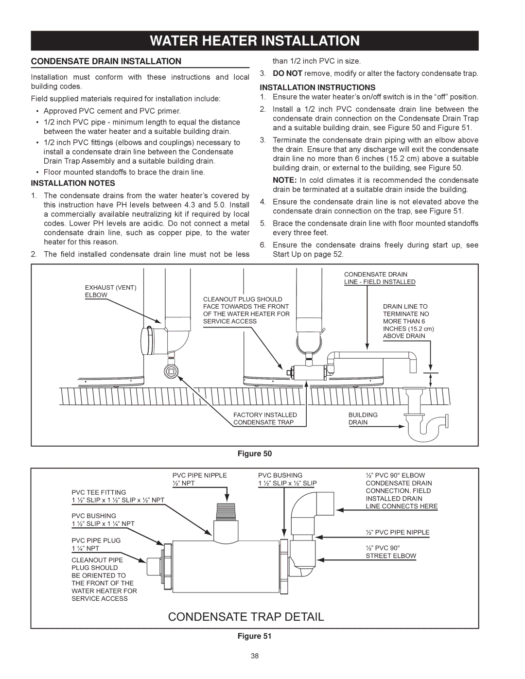 American Water Heater AHCG/HCG3 60T 120 - AHCG3/HCG3 100T 250 Water Heater Installation, Condensate Drain Installation 