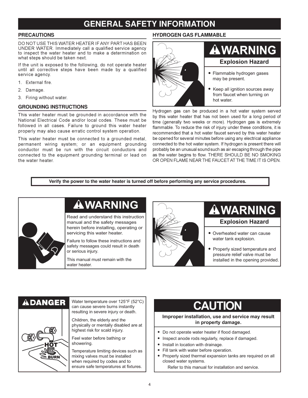 American Water Heater AHCG/HCG3 60T 120 - AHCG3/HCG3 100T 250 instruction manual General Safety Information, Precautions 