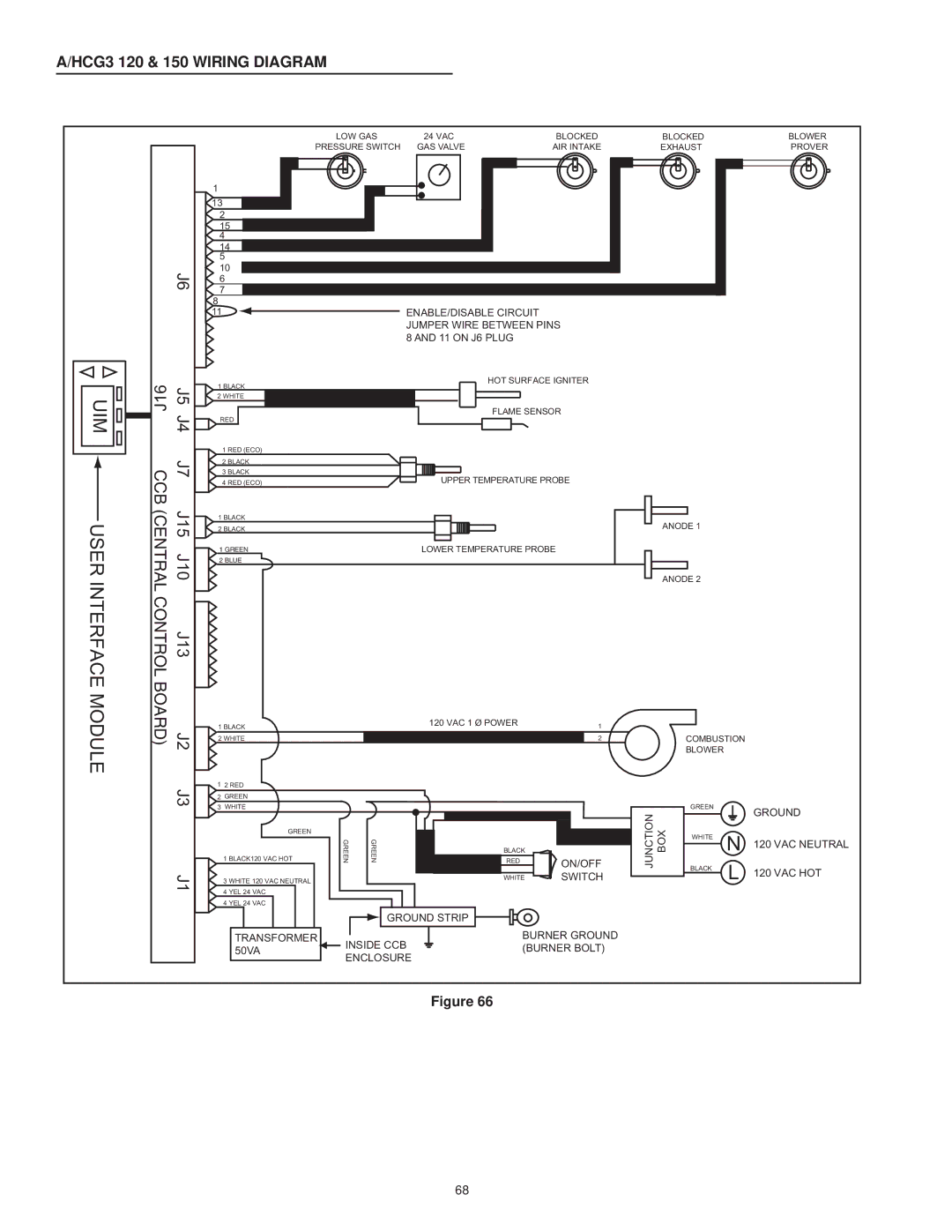 American Water Heater AHCG/HCG3 60T 120 - AHCG3/HCG3 100T 250 HCG3 120 & 150 Wiring Diagram, Transformer 50VA, On/Off 