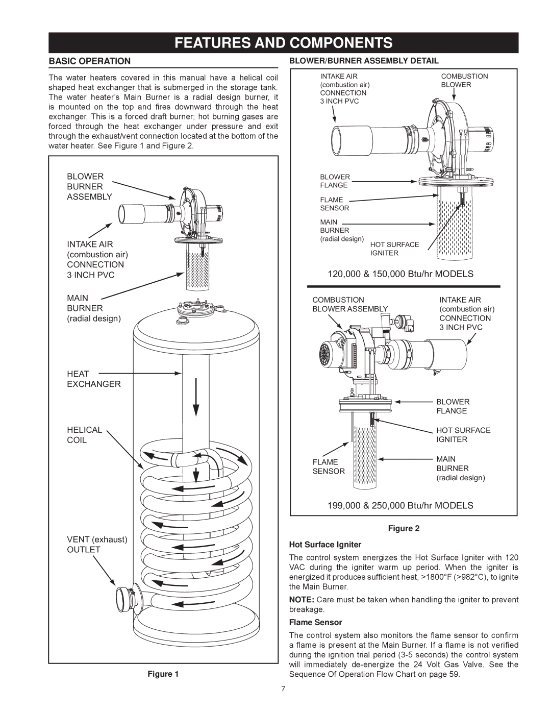 American Water Heater Commercial Gas Water Heaters instruction manual Features and Components, Basic Operation 