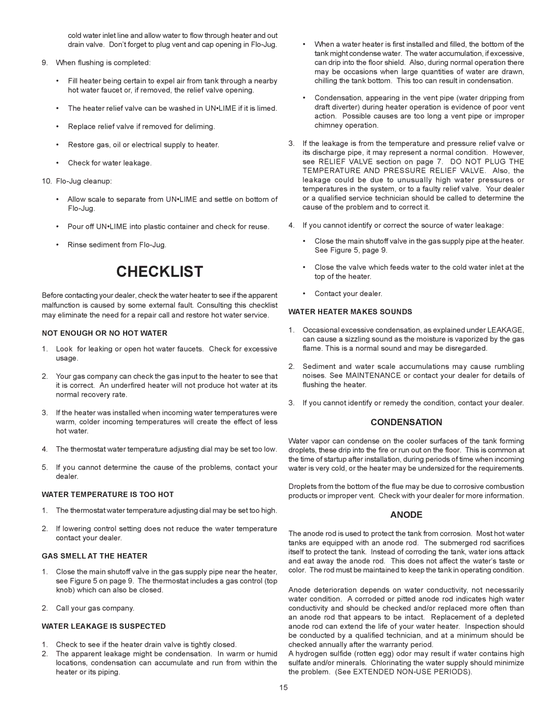 American Water Heater Commercial Ultra Low NOx Gas water Heater, BBCN375T754NV warranty Checklist, Condensation, Anode 