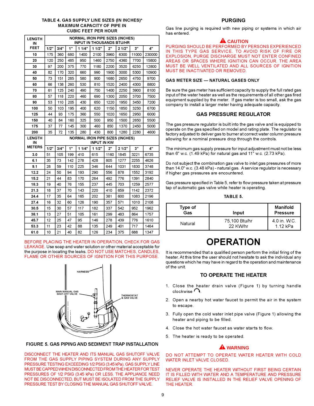 American Water Heater Commercial Ultra Low NOx Gas water Heater Purging, GAS Pressure Regulator, To Operate the Heater 