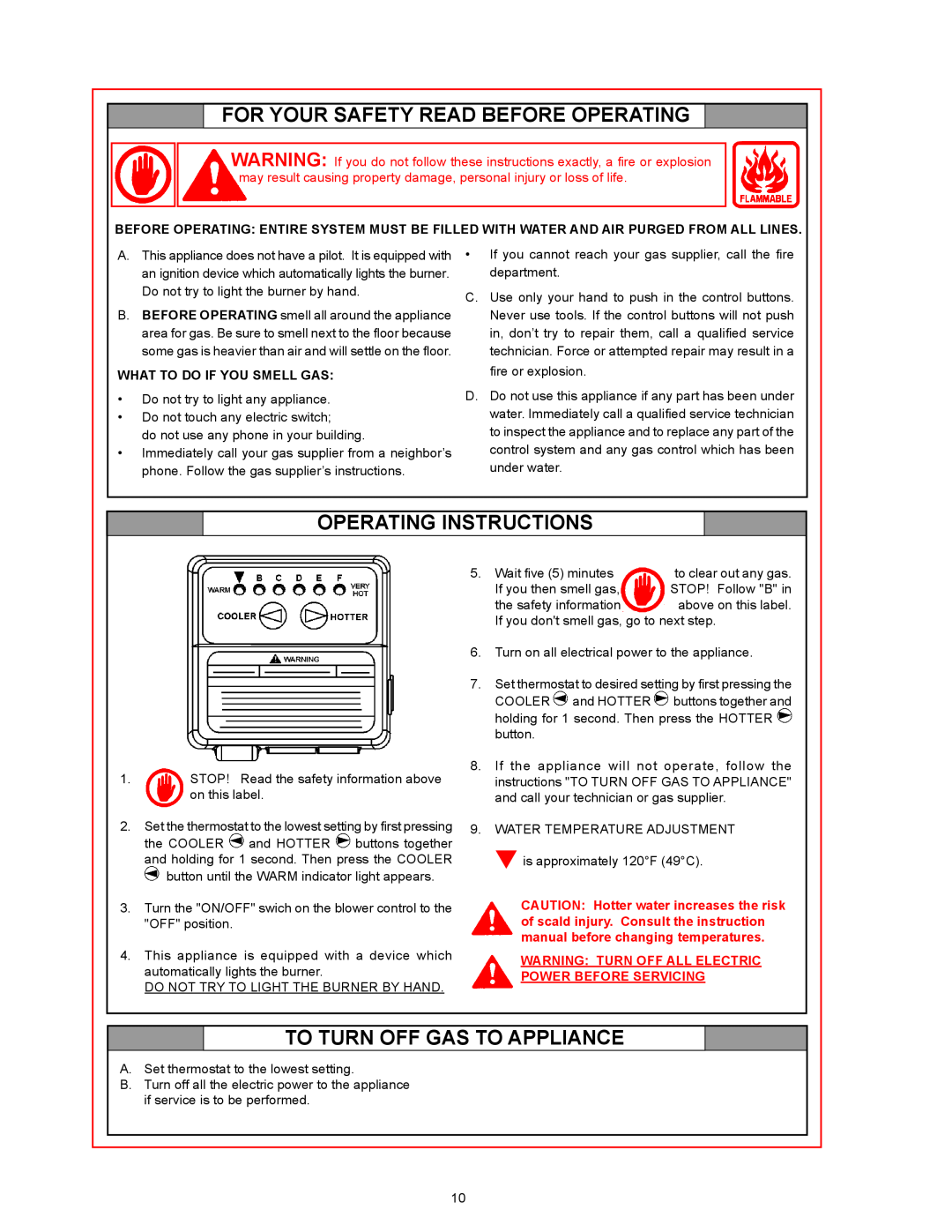 American Water Heater BBCN375T754NV warranty For Your Safety Read Before Operating, Operating Instructions 