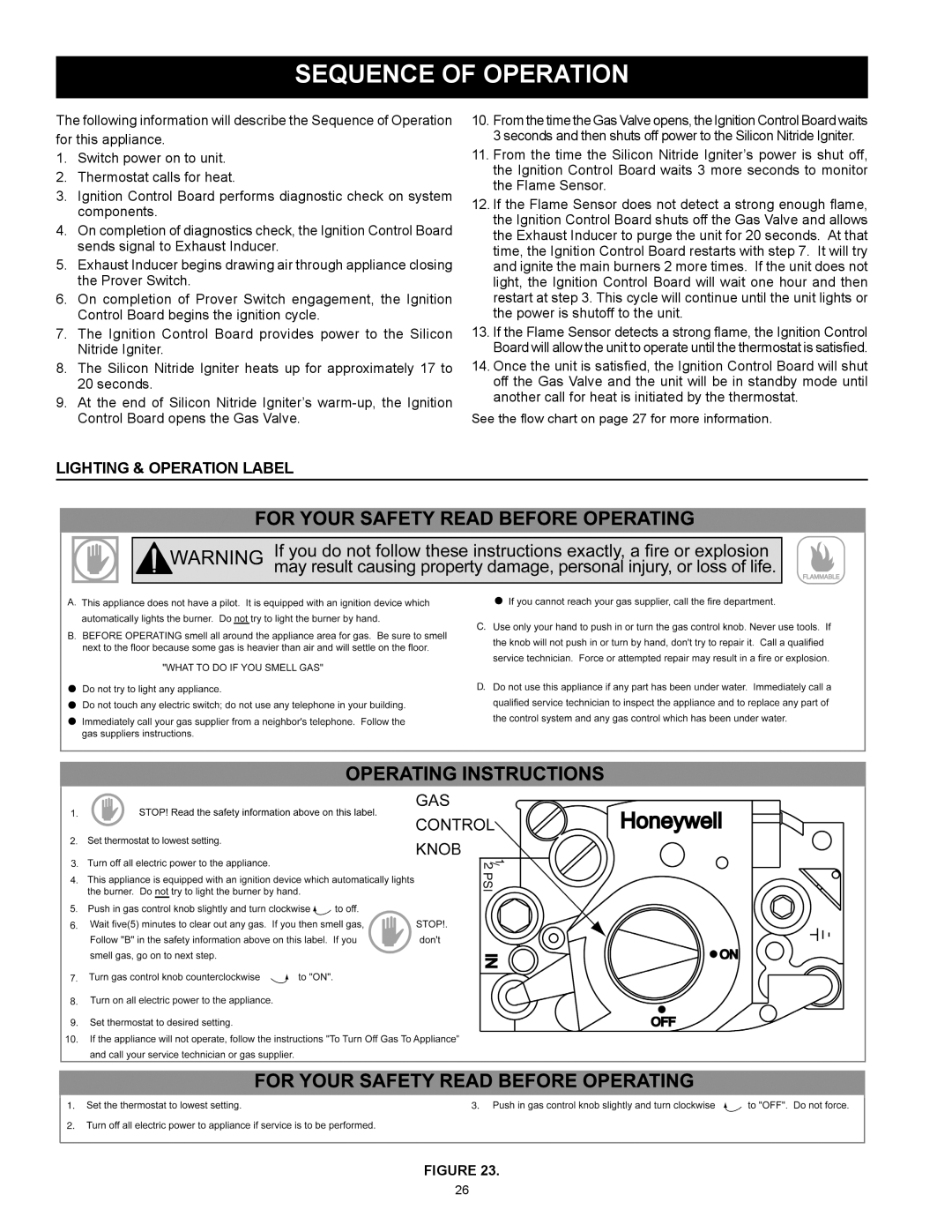 American Water Heater ABCG3 instruction manual Sequence of Operation, Lighting & Operation Label 