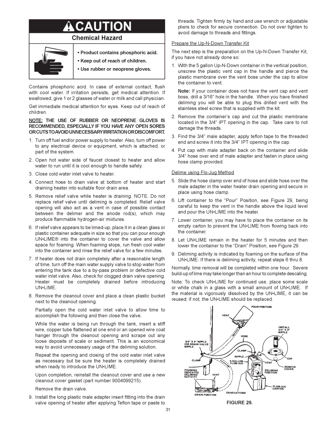 American Water Heater ABCG3 instruction manual Chemical Hazard 