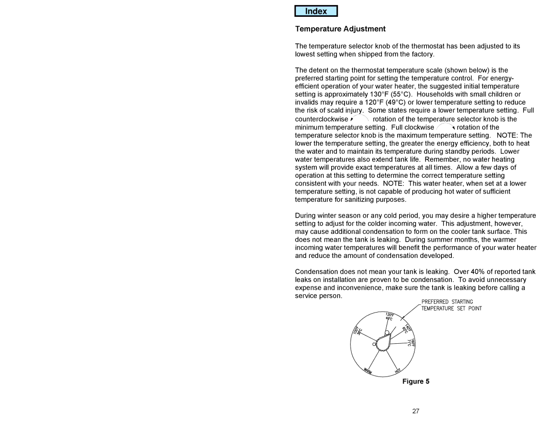 American Water Heater GAS-FIRED COMMERCIAL WATER HEATER instruction manual Temperature Adjustment 