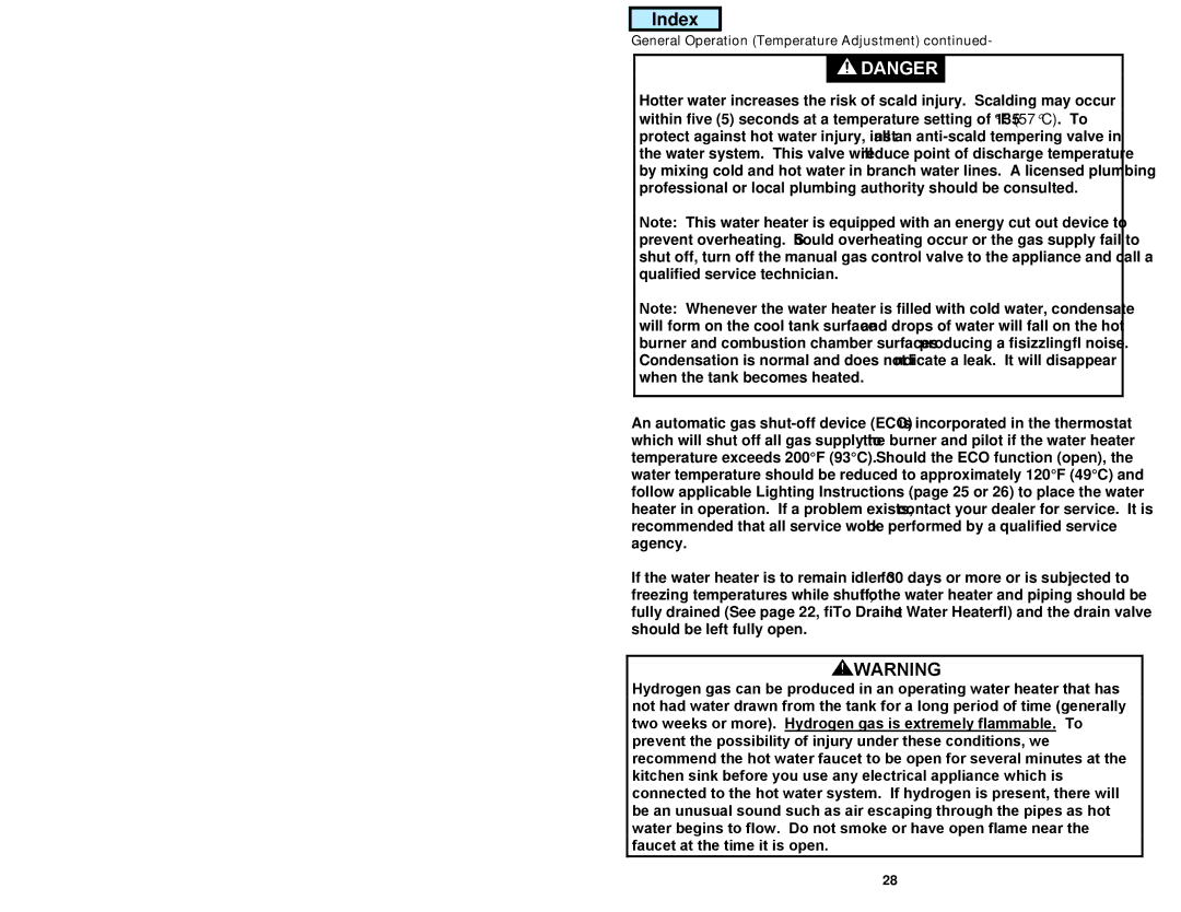 American Water Heater GAS-FIRED COMMERCIAL WATER HEATER instruction manual General Operation Temperature Adjustment 