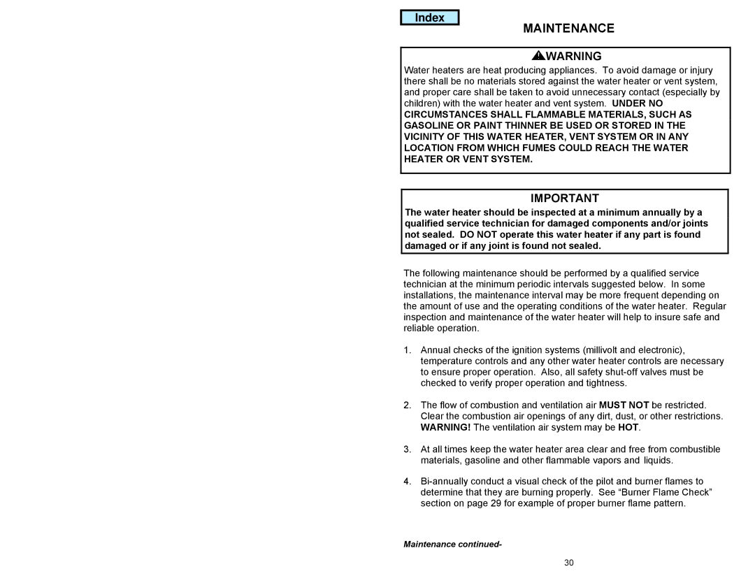 American Water Heater GAS-FIRED COMMERCIAL WATER HEATER instruction manual Maintenance 