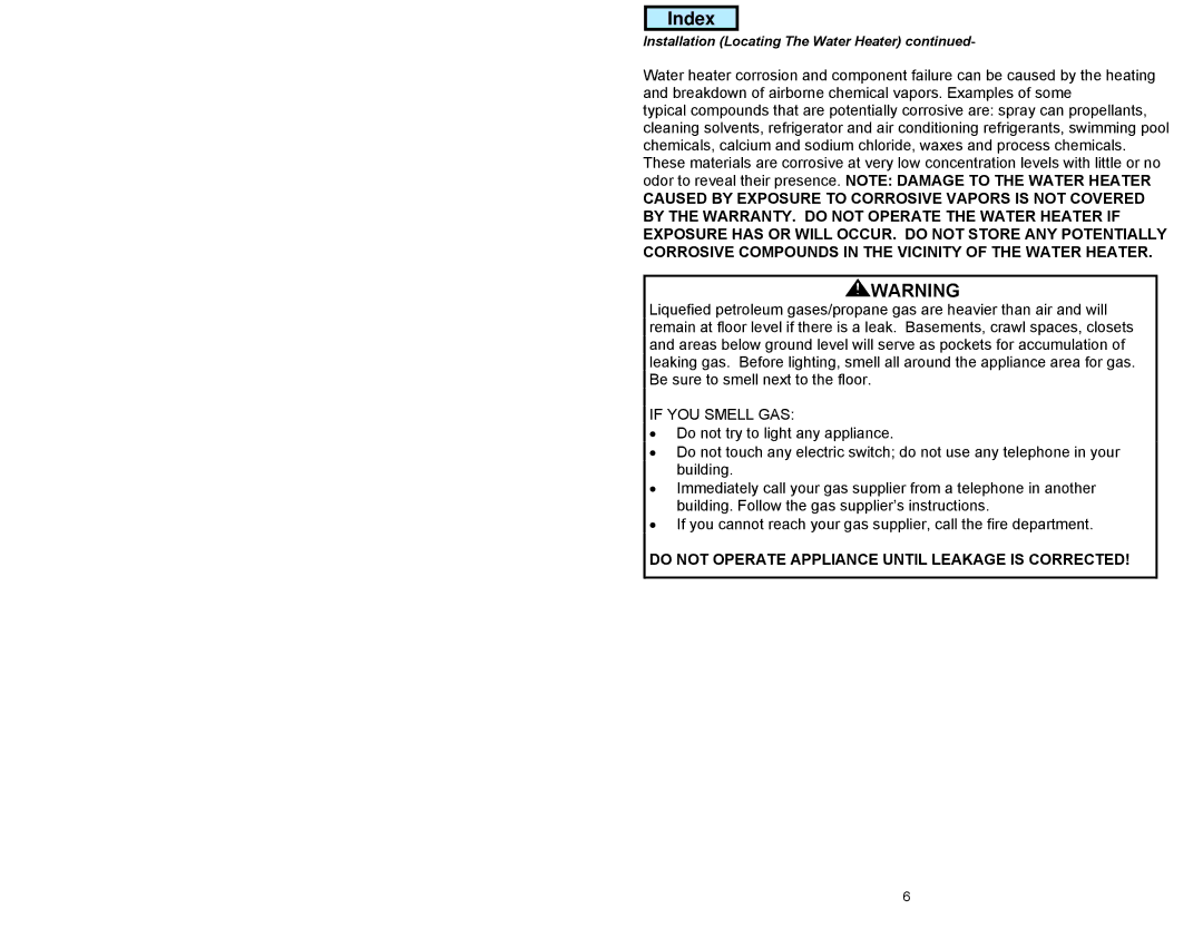 American Water Heater GAS-FIRED COMMERCIAL WATER HEATER Do not Operate Appliance Until Leakage is Corrected 