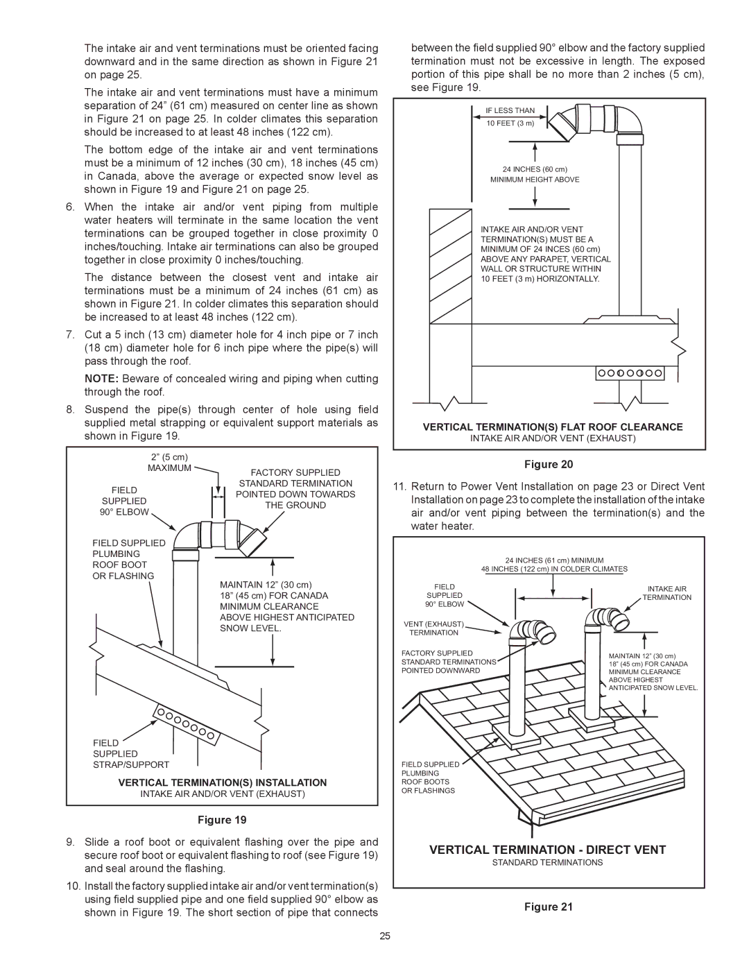 American Water Heater HCG3 130T 300 instruction manual Vertical Termination Direct Vent 