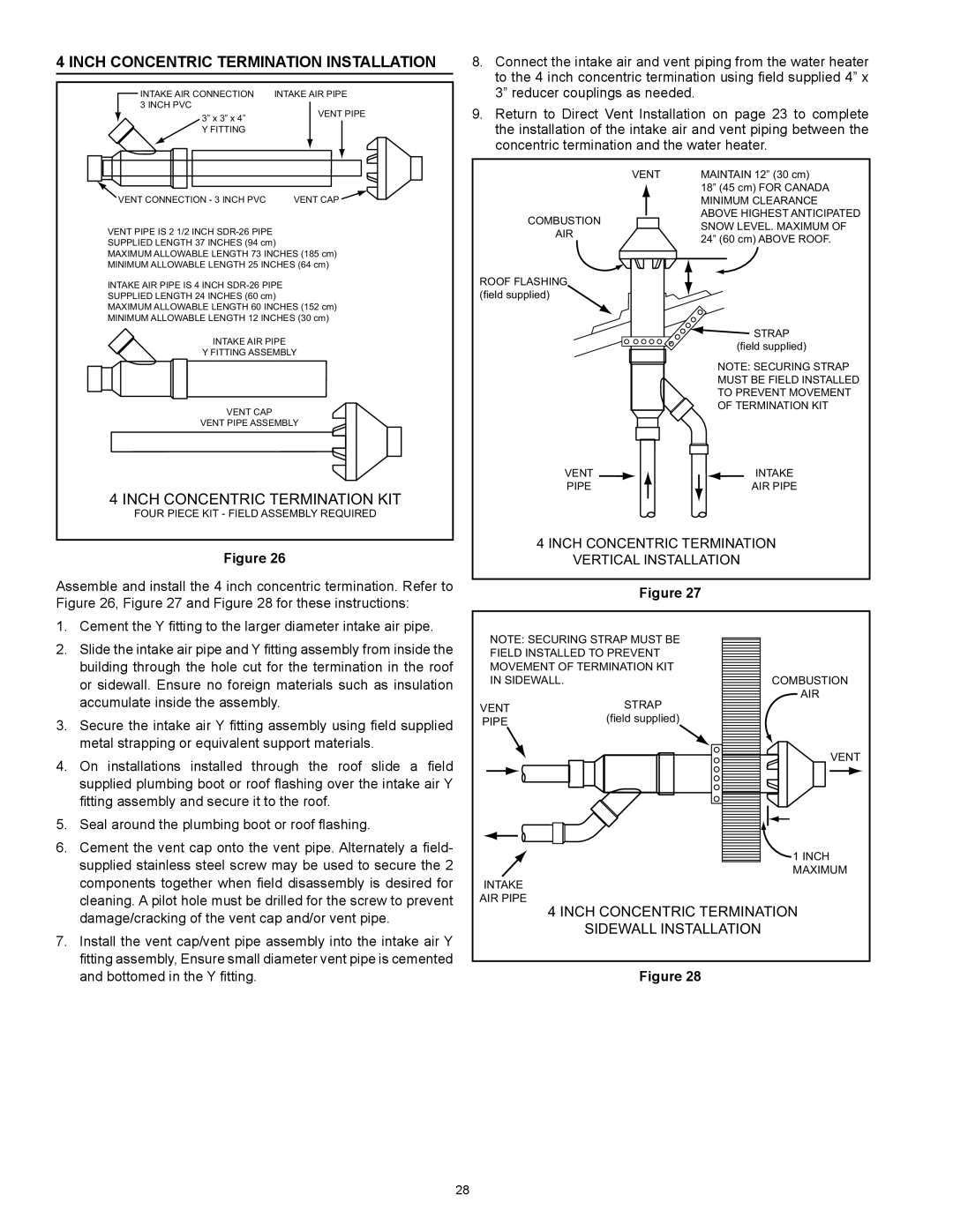 American Water Heater HCG3 130T 300 Inch Concentric Termination Installation, Inch Concentric Termination KIT 