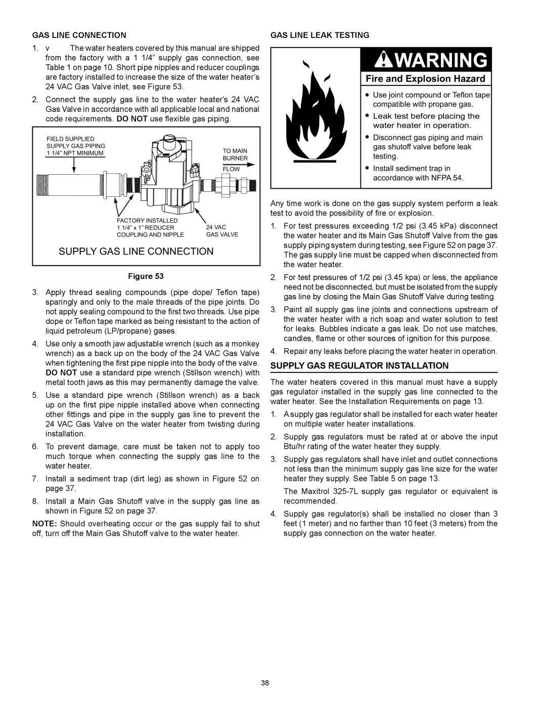 American Water Heater HCG3 130T 300 Supply Gas Regulator Installation, Gas Line Connection, Gas Line Leak Testing 