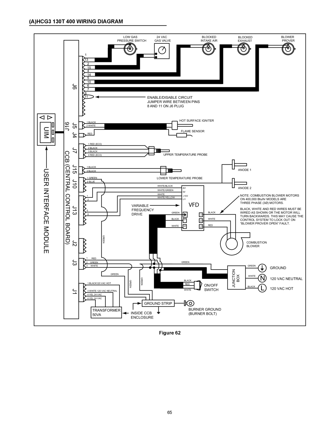 American Water Heater HCG3 130T 300 instruction manual User, AHCG3 130T 400 Wiring Diagram 