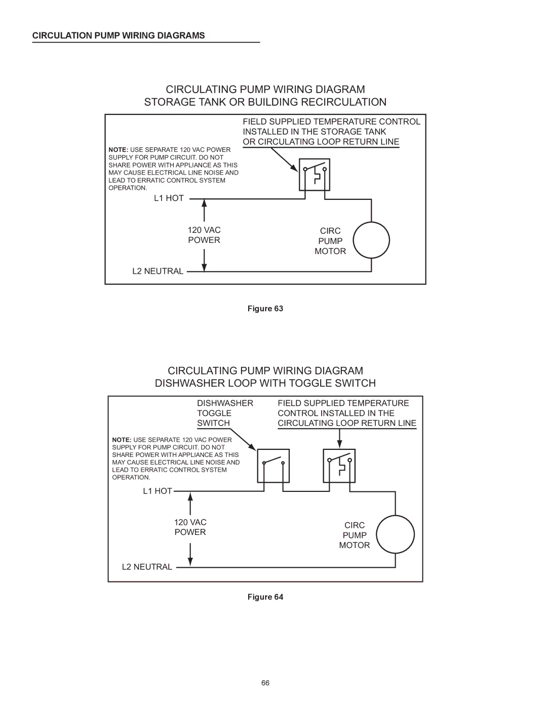 American Water Heater HCG3 130T 300 instruction manual Circulation Pump Wiring Diagrams 