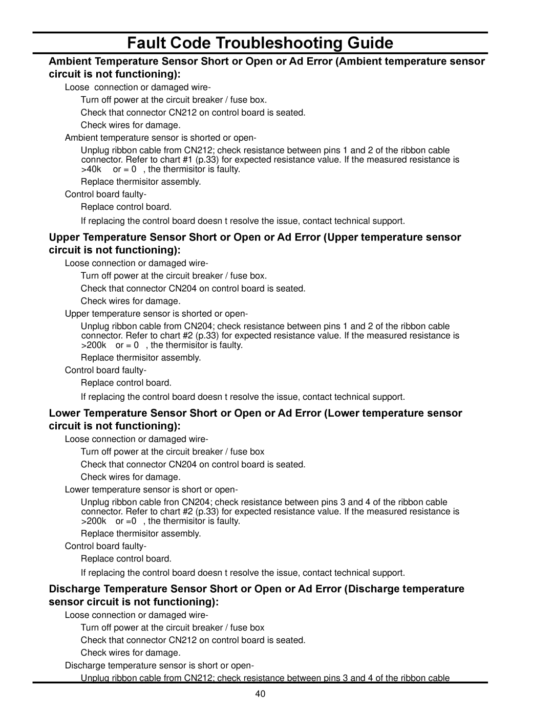 American Water Heater HPE10260H045DV, HPE10280H045DV manual Fault Code Troubleshooting Guide 