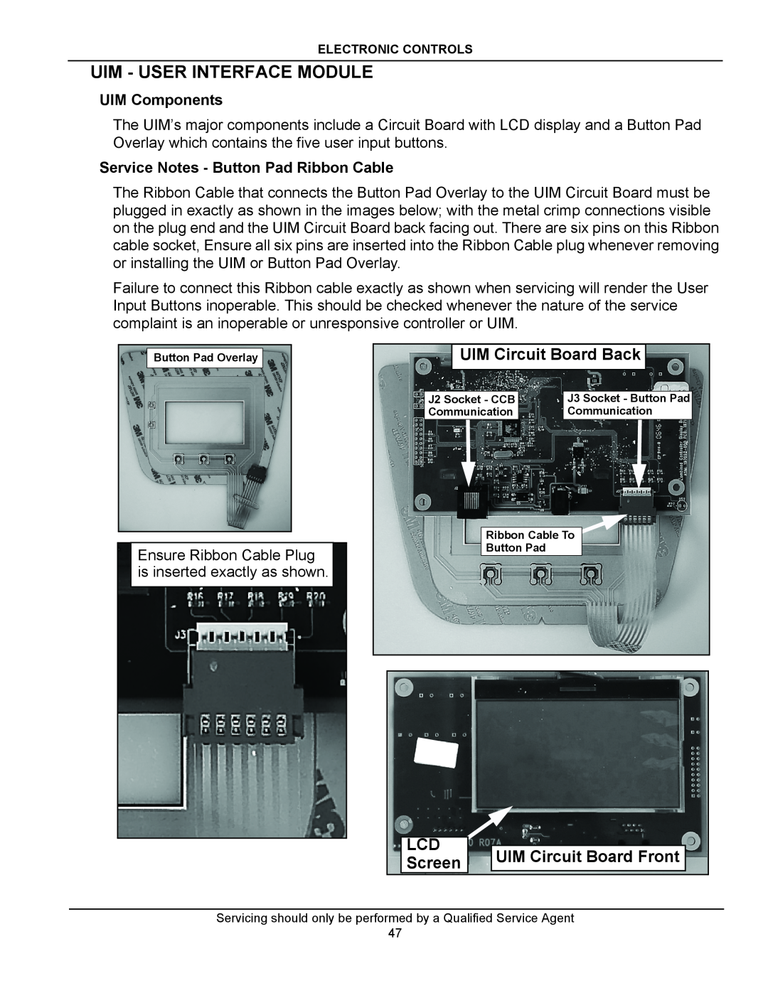 American Water Heater ITCE3-52/80/119 Uim - User Interface Module, UIM Circuit Board Back, UIM Circuit Board Front, Screen 